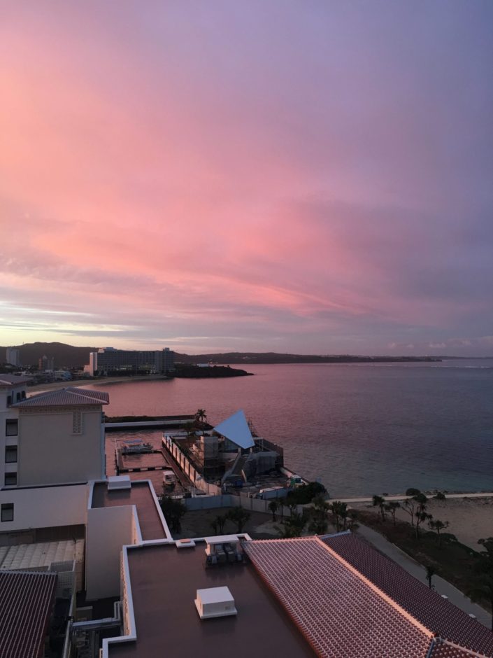 Japan, Okinawa - hotel sunset