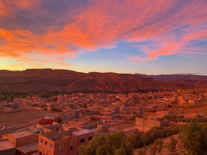 Morocco, Doumalne Dades - Hotel Xaluca sunset view from balcony